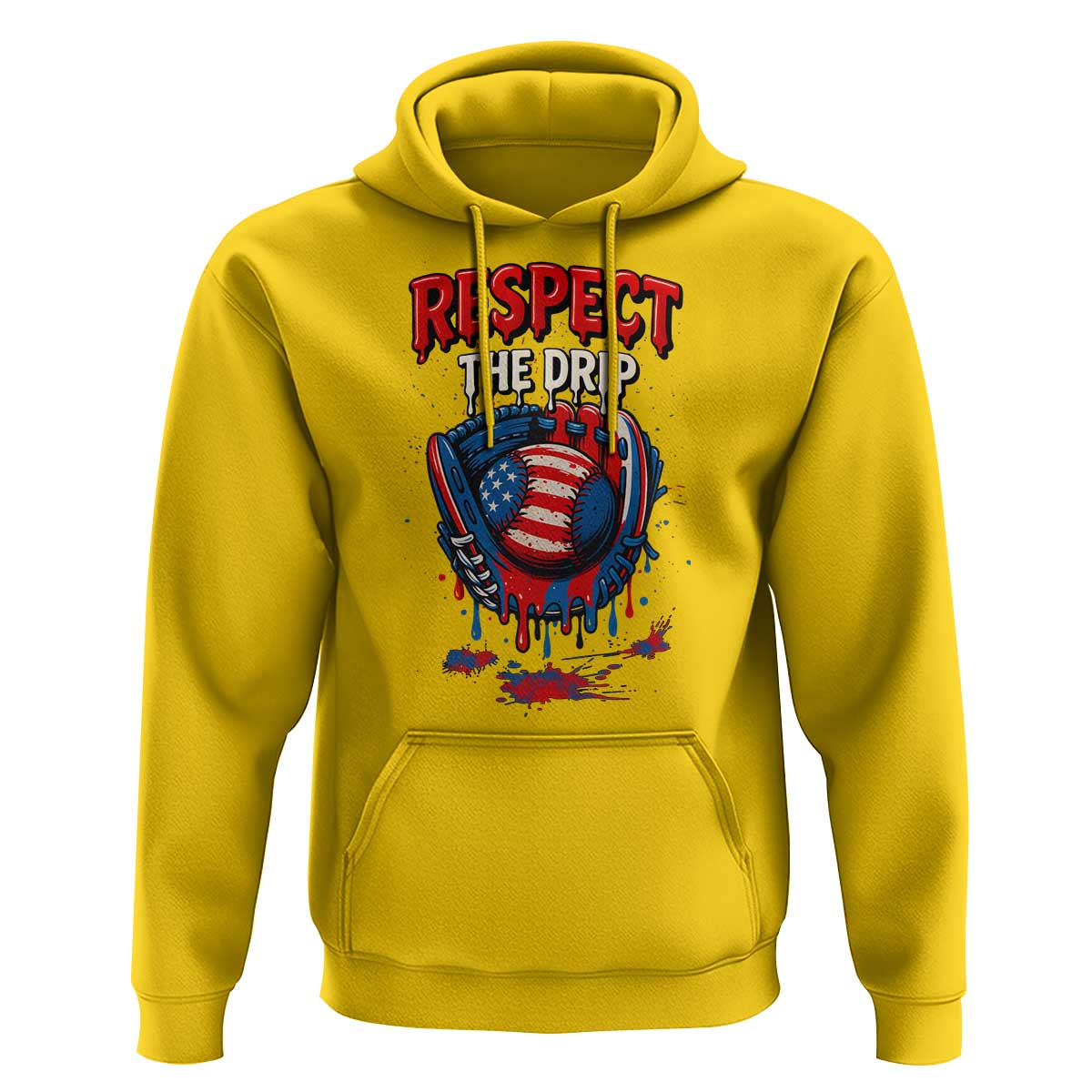 Respect The Drip Hoodie Patriotic Baseball USA Sports Lover - Wonder Print Shop