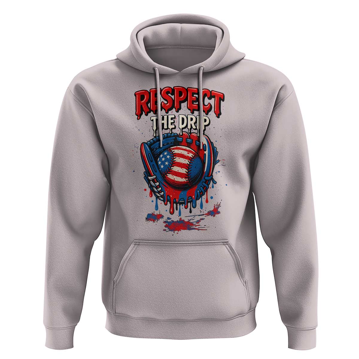 Respect The Drip Hoodie Patriotic Baseball USA Sports Lover - Wonder Print Shop