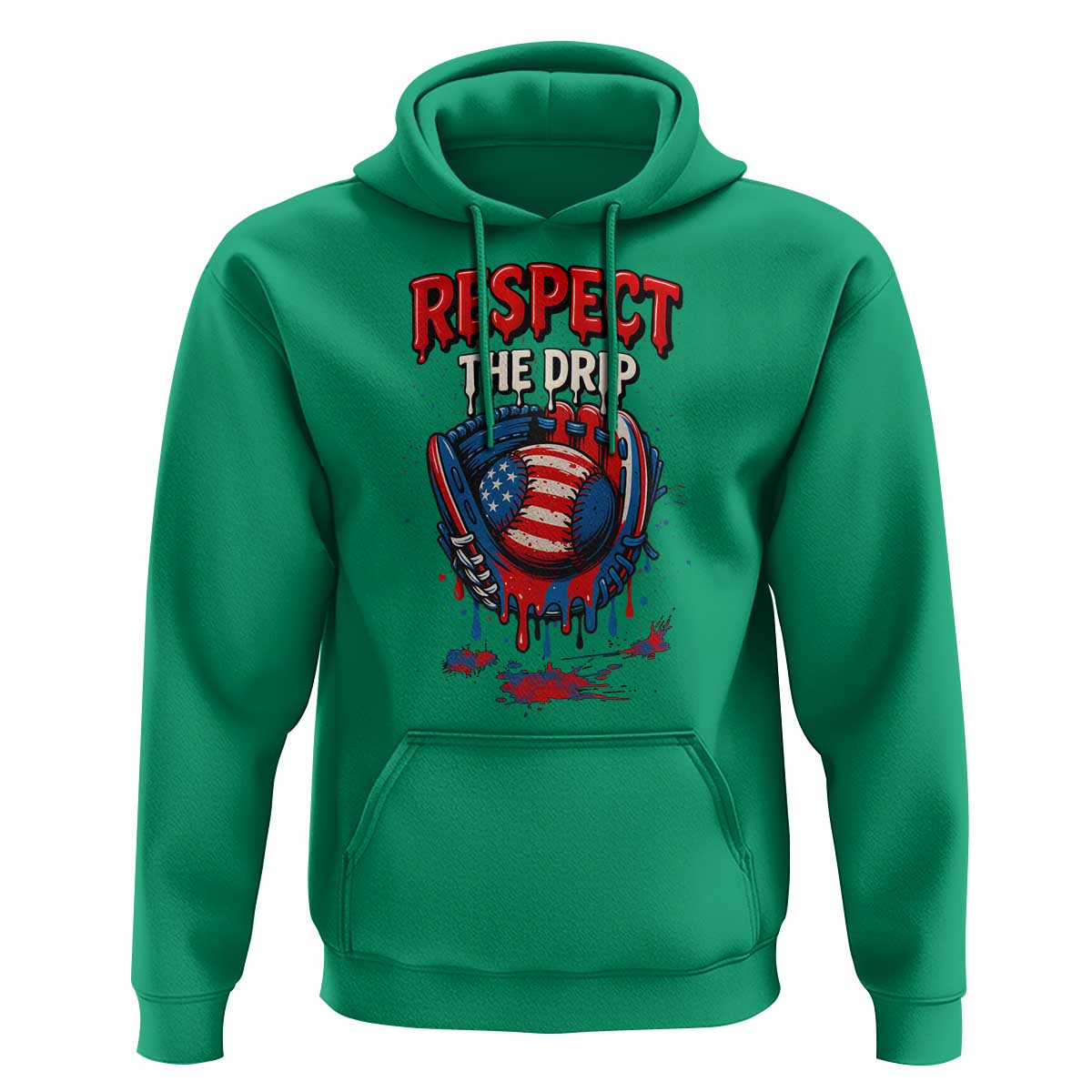 Respect The Drip Hoodie Patriotic Baseball USA Sports Lover - Wonder Print Shop