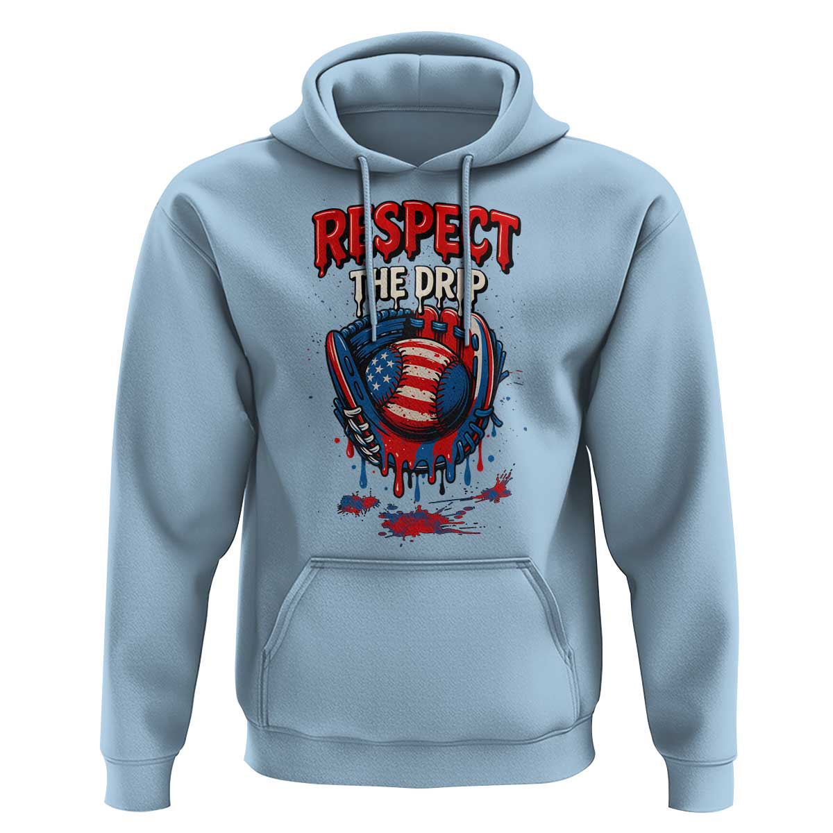 Respect The Drip Hoodie Patriotic Baseball USA Sports Lover - Wonder Print Shop