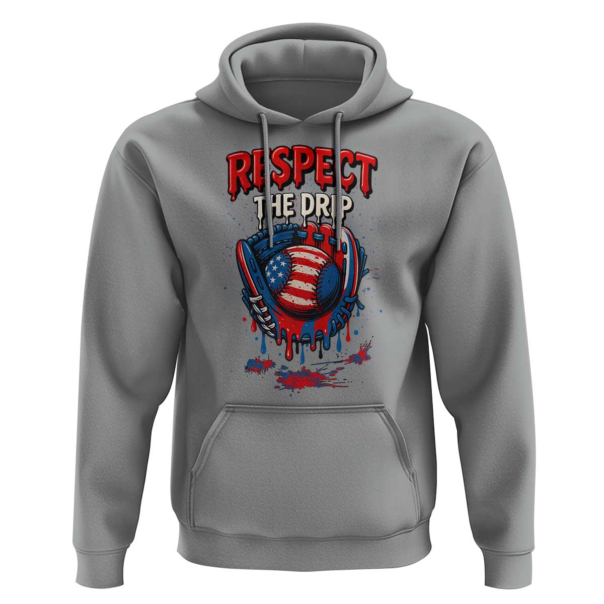 Respect The Drip Hoodie Patriotic Baseball USA Sports Lover - Wonder Print Shop