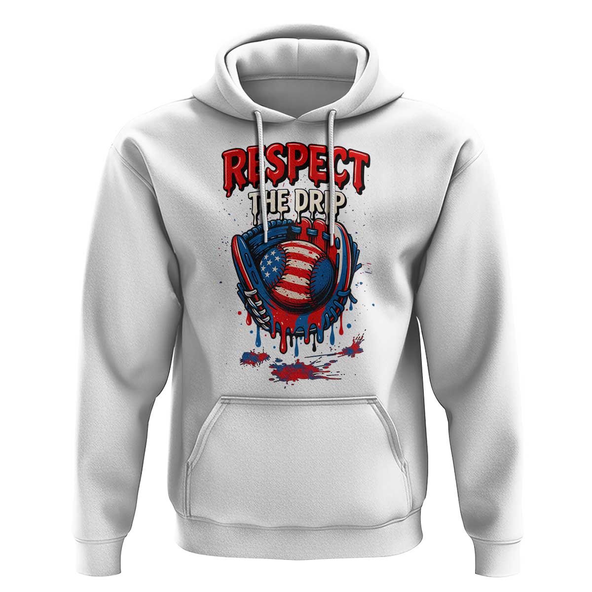 Respect The Drip Hoodie Patriotic Baseball USA Sports Lover - Wonder Print Shop