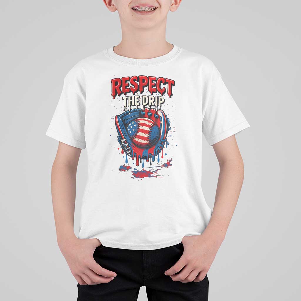 Respect The Drip T Shirt For Kid Patriotic Baseball USA Sports Lover - Wonder Print Shop