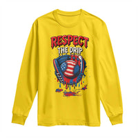 Respect The Drip Long Sleeve Shirt Patriotic Baseball USA Sports Lover - Wonder Print Shop