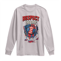Respect The Drip Long Sleeve Shirt Patriotic Baseball USA Sports Lover - Wonder Print Shop