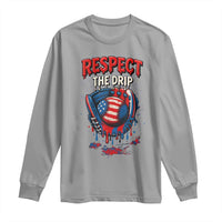 Respect The Drip Long Sleeve Shirt Patriotic Baseball USA Sports Lover - Wonder Print Shop