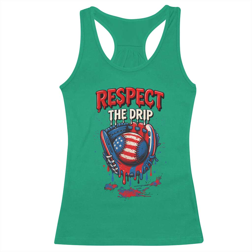 Respect The Drip Racerback Tank Top Patriotic Baseball USA Sports Lover - Wonder Print Shop
