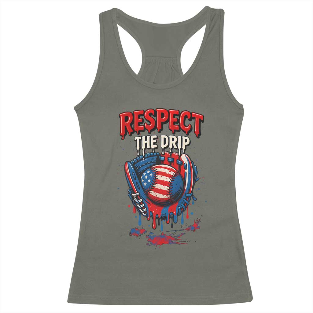 Respect The Drip Racerback Tank Top Patriotic Baseball USA Sports Lover - Wonder Print Shop