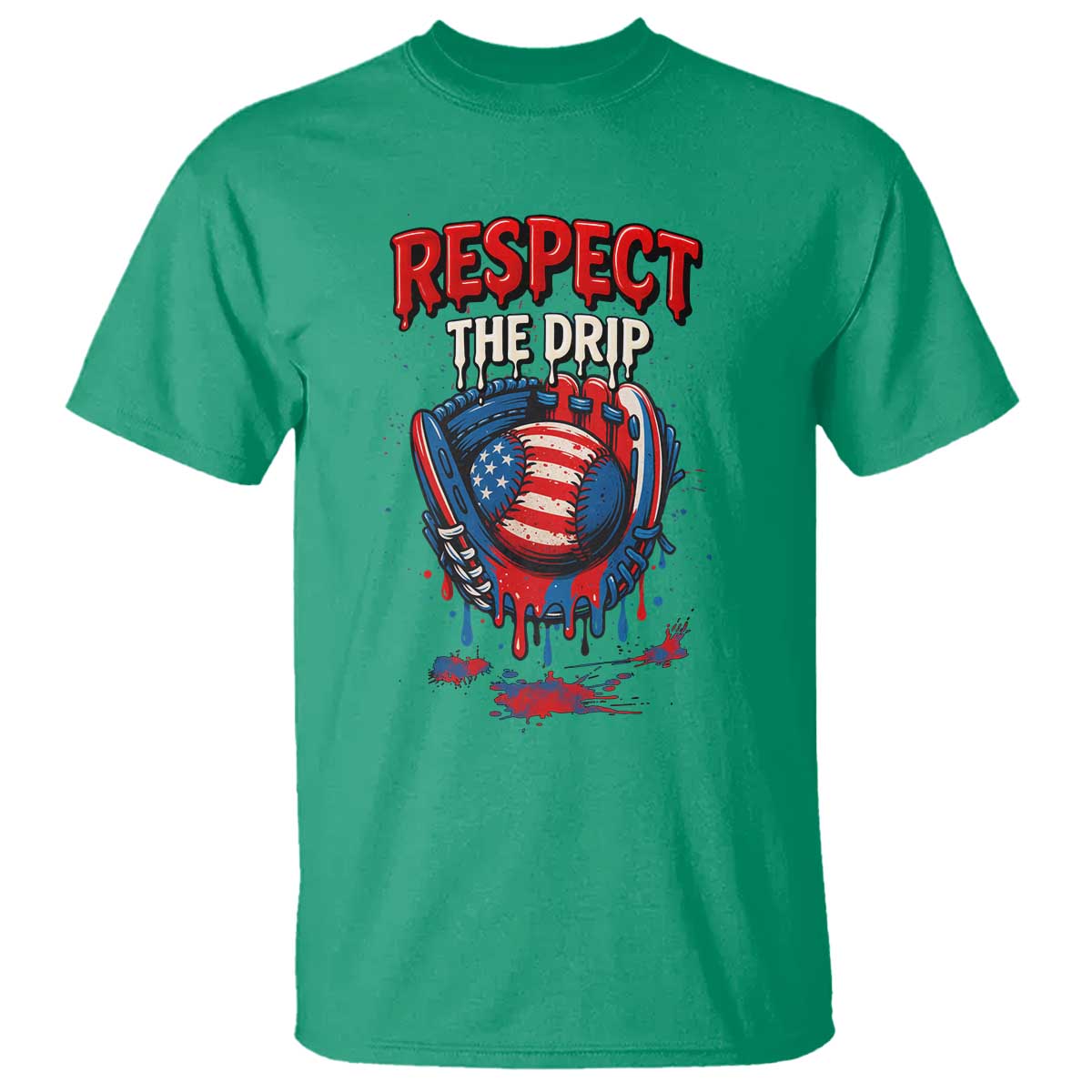 Respect The Drip T Shirt Patriotic Baseball USA Sports Lover - Wonder Print Shop