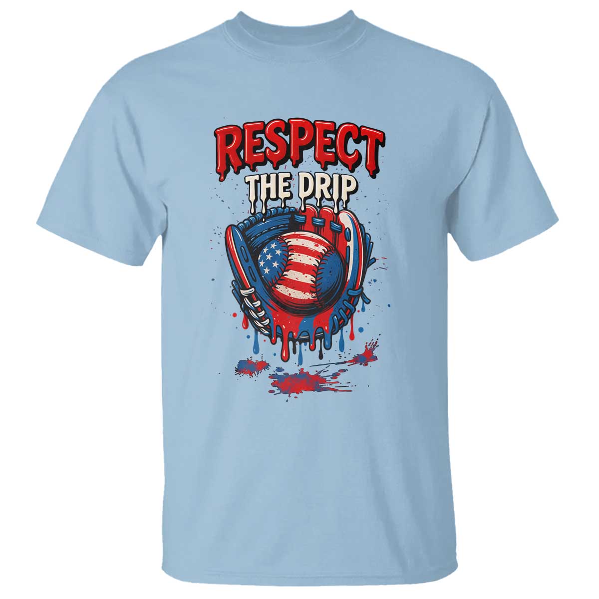 Respect The Drip T Shirt Patriotic Baseball USA Sports Lover - Wonder Print Shop