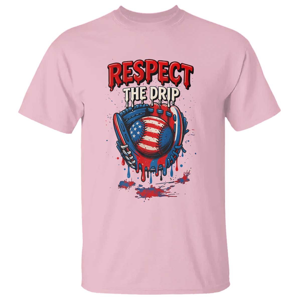 Respect The Drip T Shirt Patriotic Baseball USA Sports Lover - Wonder Print Shop