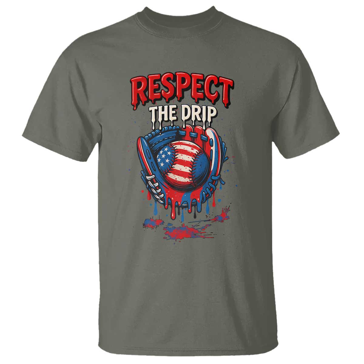 Respect The Drip T Shirt Patriotic Baseball USA Sports Lover - Wonder Print Shop