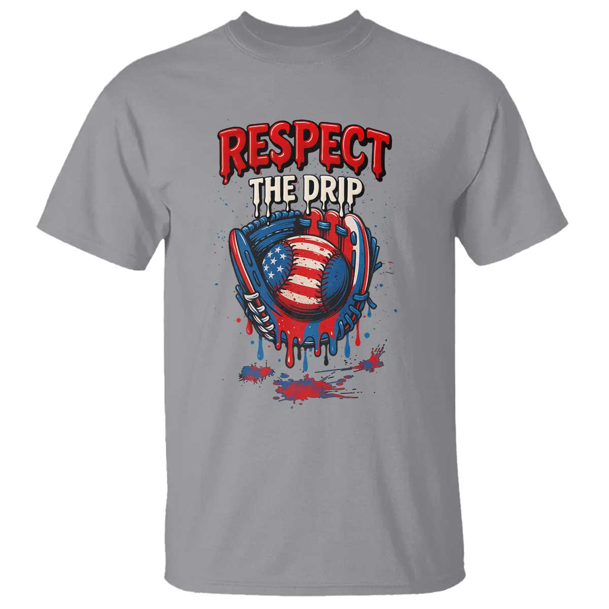 Respect The Drip T Shirt Patriotic Baseball USA Sports Lover - Wonder Print Shop