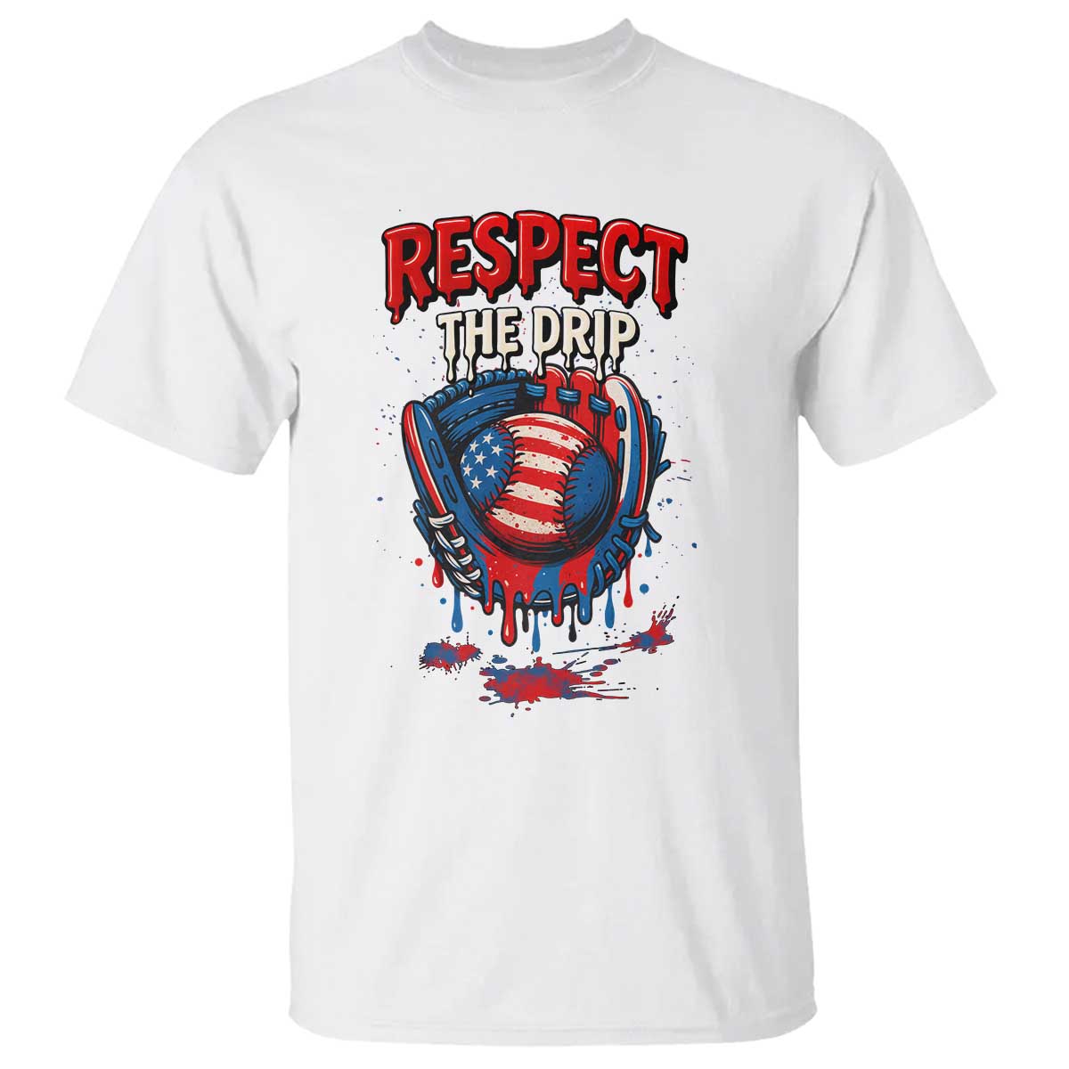 Respect The Drip T Shirt Patriotic Baseball USA Sports Lover - Wonder Print Shop