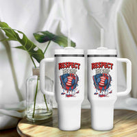 Respect The Drip Tumbler With Handle Patriotic Baseball USA Sports Lover