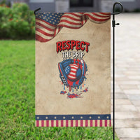 Respect The Drip Garden Flag Patriotic Baseball USA Sports Lover