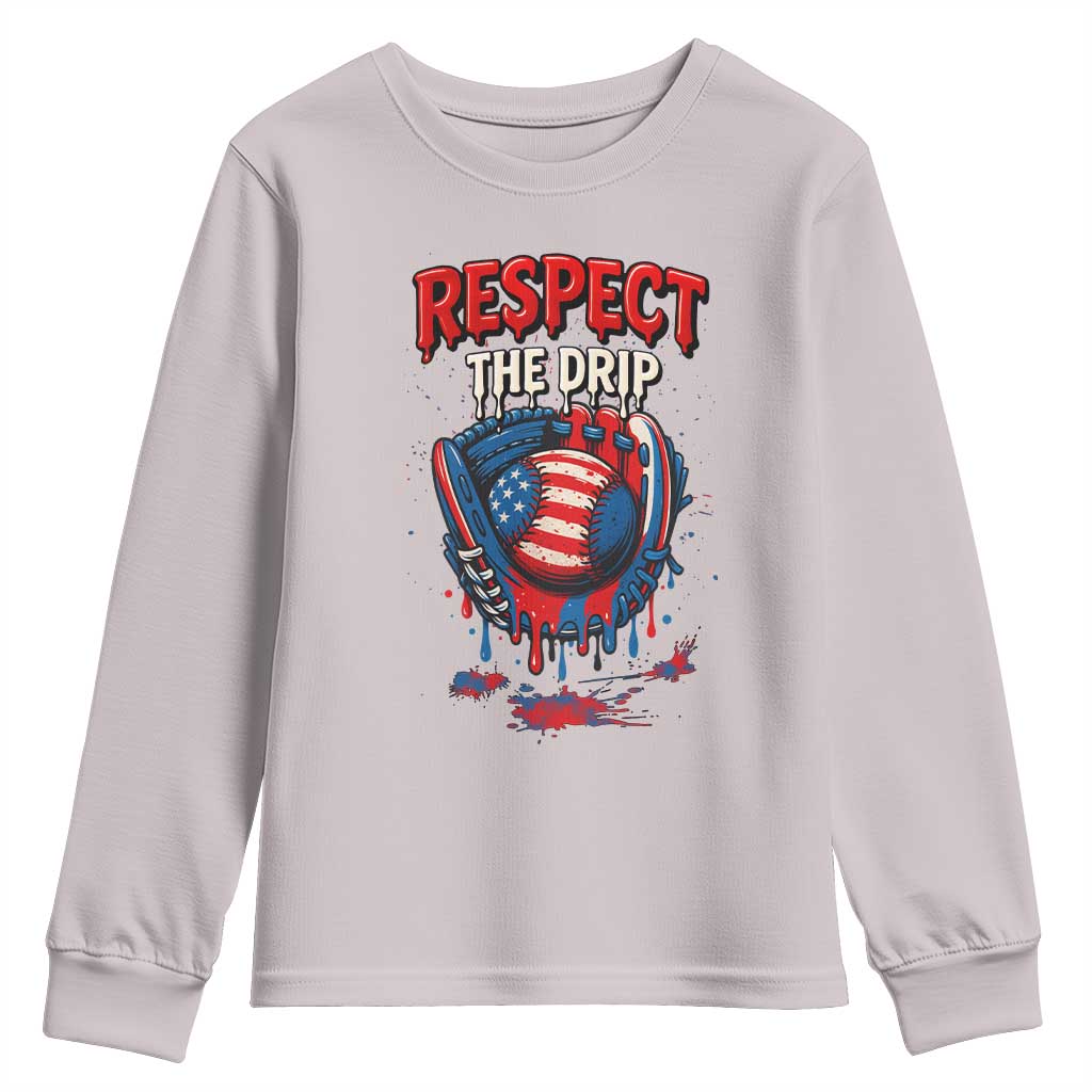 Respect The Drip Youth Sweatshirt Patriotic Baseball USA Sports Lover - Wonder Print Shop