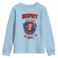 Respect The Drip Youth Sweatshirt Patriotic Baseball USA Sports Lover - Wonder Print Shop