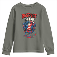 Respect The Drip Youth Sweatshirt Patriotic Baseball USA Sports Lover - Wonder Print Shop