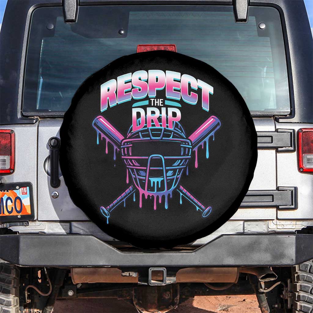 Respect The Drip Spare Tire Cover Funny Baseball Catcher Mask Sports Lover - Wonder Print Shop