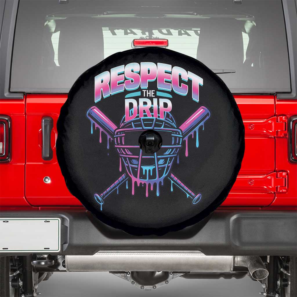 Respect The Drip Spare Tire Cover Funny Baseball Catcher Mask Sports Lover - Wonder Print Shop
