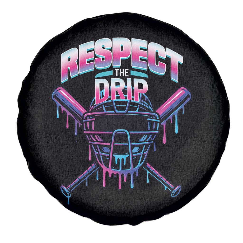 Respect The Drip Spare Tire Cover Funny Baseball Catcher Mask Sports Lover - Wonder Print Shop