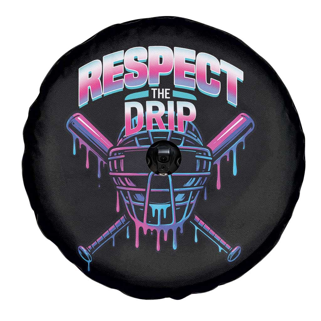 Respect The Drip Spare Tire Cover Funny Baseball Catcher Mask Sports Lover - Wonder Print Shop
