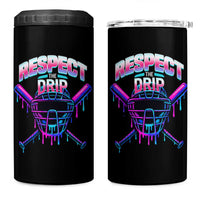 Respect The Drip 4 in 1 Can Cooler Tumbler Funny Baseball Catcher Mask Sports Lover