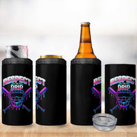 Respect The Drip 4 in 1 Can Cooler Tumbler Funny Baseball Catcher Mask Sports Lover