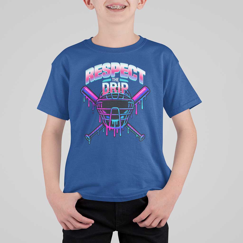 Respect The Drip T Shirt For Kid Funny Baseball Catcher Mask Sports Lover - Wonder Print Shop