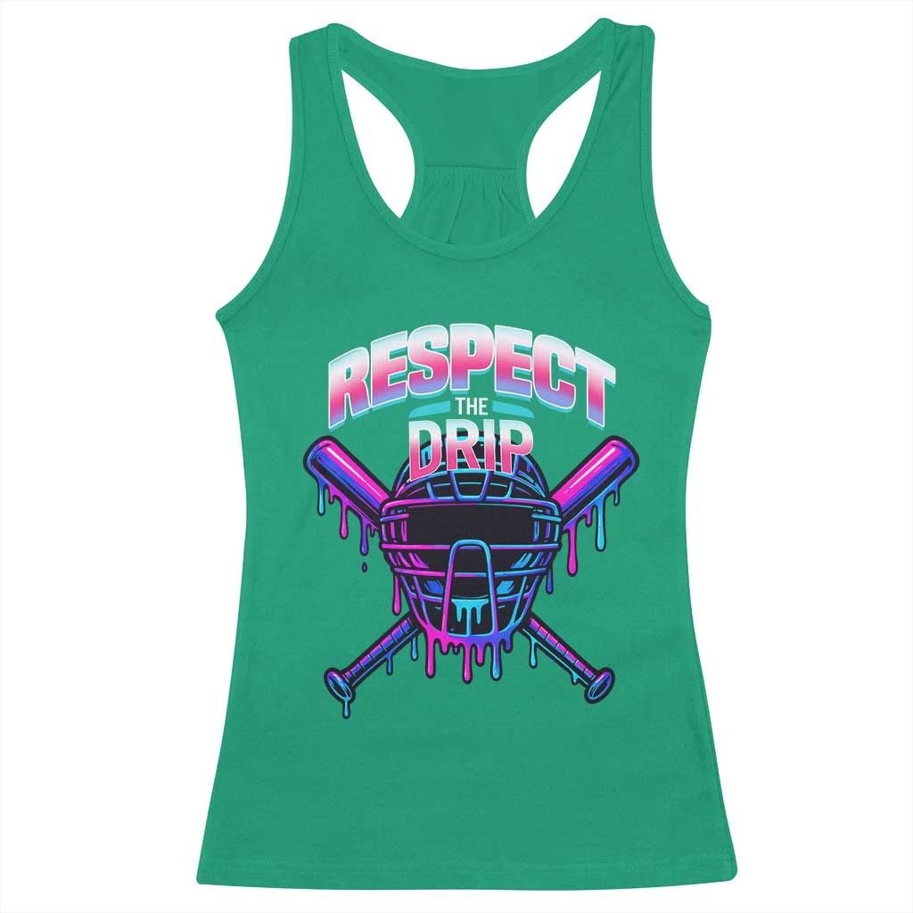Respect The Drip Racerback Tank Top Funny Baseball Catcher Mask Sports Lover - Wonder Print Shop