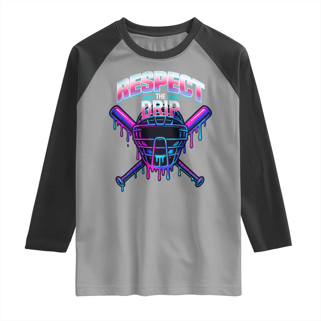 Respect The Drip Raglan Shirt Funny Baseball Catcher Mask Sports Lover - Wonder Print Shop