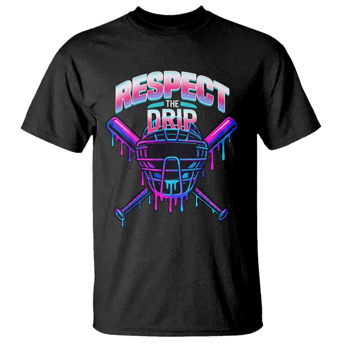 Respect The Drip T Shirt Funny Baseball Catcher Mask Sports Lover - Wonder Print Shop