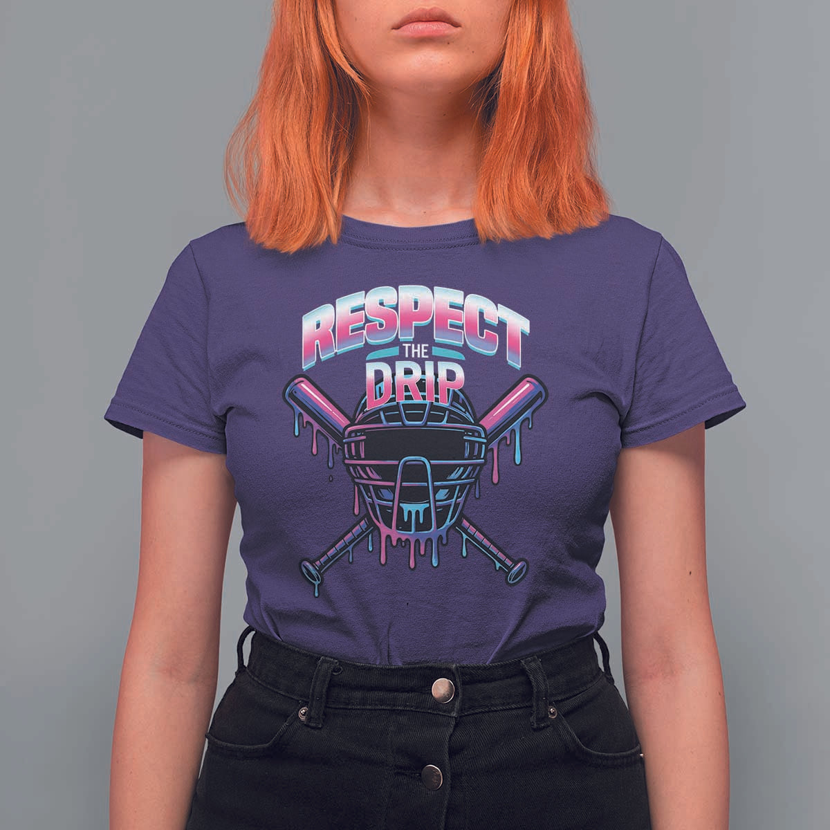 Respect The Drip T Shirt For Women Funny Baseball Catcher Mask Sports Lover - Wonder Print Shop