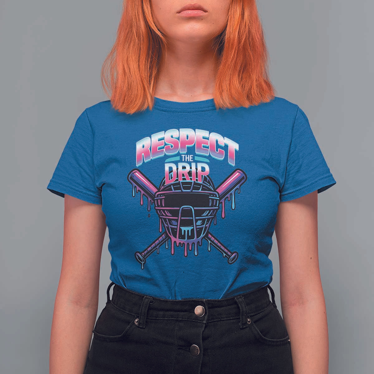 Respect The Drip T Shirt For Women Funny Baseball Catcher Mask Sports Lover - Wonder Print Shop