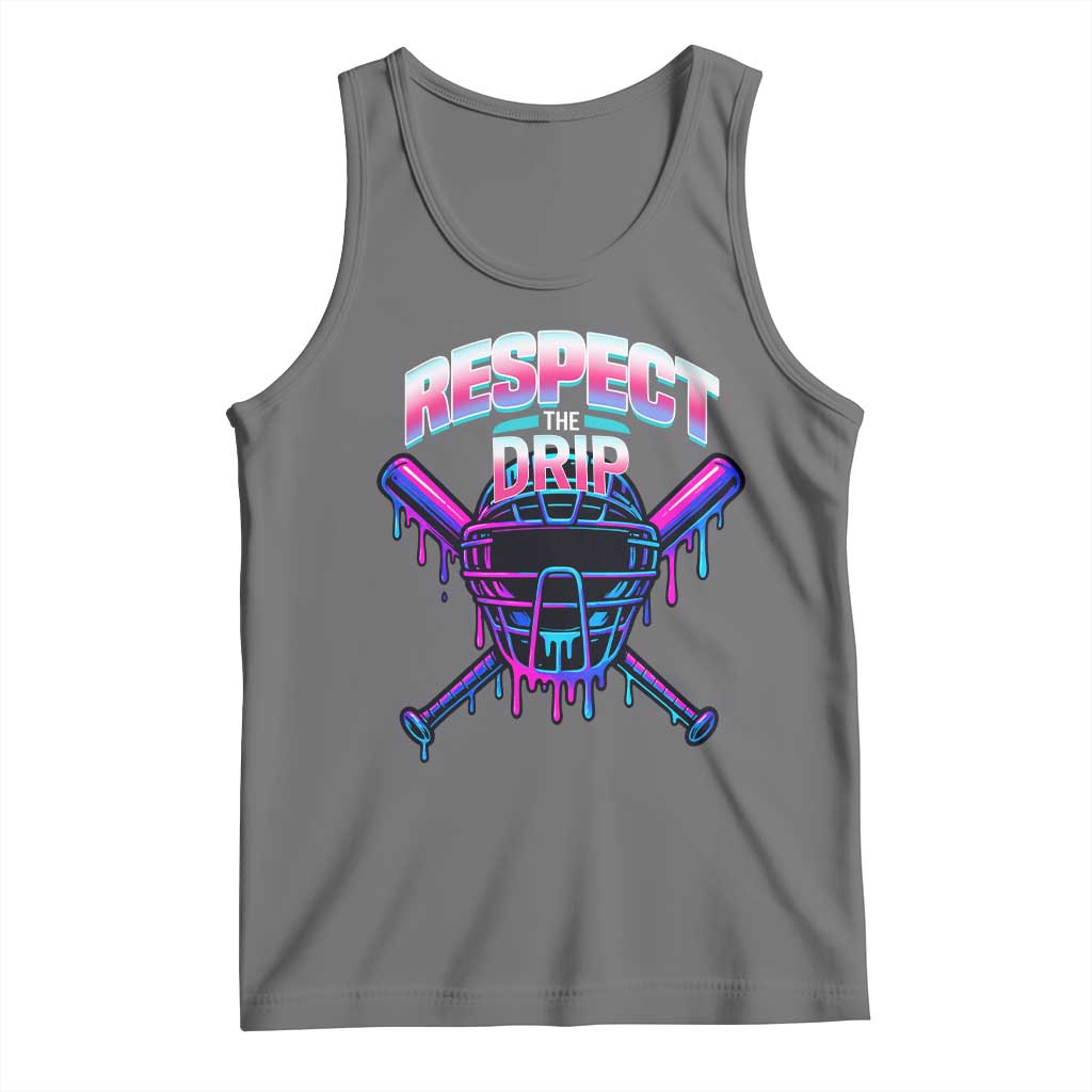 Respect The Drip Tank Top Funny Baseball Catcher Mask Sports Lover - Wonder Print Shop