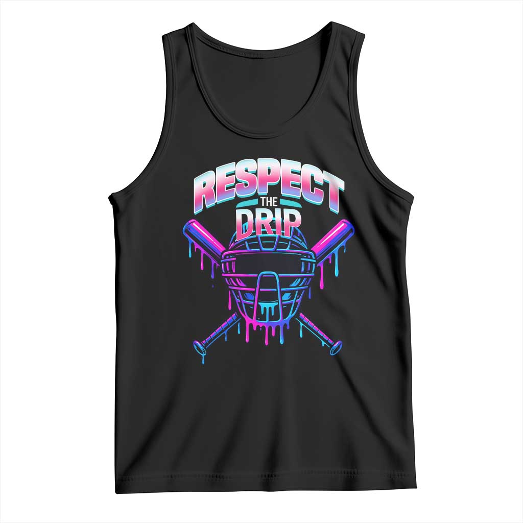 Respect The Drip Tank Top Funny Baseball Catcher Mask Sports Lover - Wonder Print Shop