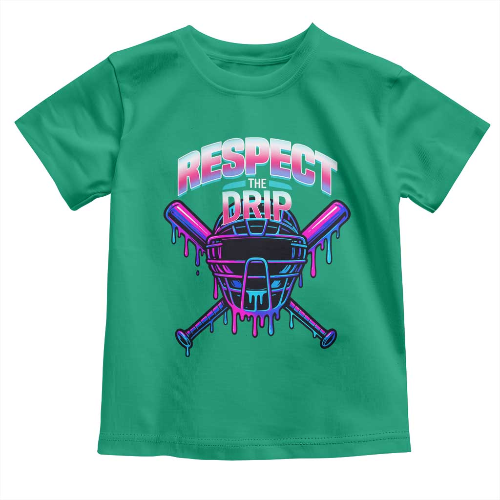 Respect The Drip Toddler T Shirt Funny Baseball Catcher Mask Sports Lover - Wonder Print Shop