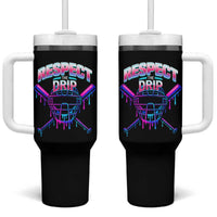 Respect The Drip Tumbler With Handle Funny Baseball Catcher Mask Sports Lover