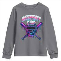 Respect The Drip Youth Sweatshirt Funny Baseball Catcher Mask Sports Lover - Wonder Print Shop
