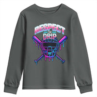Respect The Drip Youth Sweatshirt Funny Baseball Catcher Mask Sports Lover - Wonder Print Shop