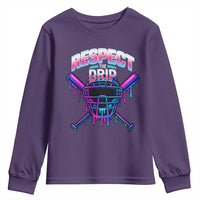 Respect The Drip Youth Sweatshirt Funny Baseball Catcher Mask Sports Lover - Wonder Print Shop