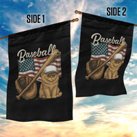 Funny Baseball Cat Lover Garden Flag Patriotic USA Sports Lover - Wonder Print Shop