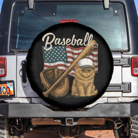 Funny Baseball Cat Lover Spare Tire Cover Patriotic USA Sports Lover - Wonder Print Shop