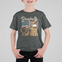 Funny Baseball Cat Lover T Shirt For Kid Patriotic USA Sports Lover - Wonder Print Shop