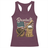 Funny Baseball Cat Lover Racerback Tank Top Patriotic USA Sports Lover - Wonder Print Shop