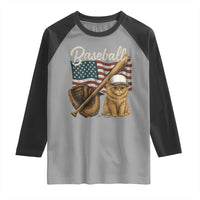 Funny Baseball Cat Lover Raglan Shirt Patriotic USA Sports Lover - Wonder Print Shop