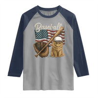 Funny Baseball Cat Lover Raglan Shirt Patriotic USA Sports Lover - Wonder Print Shop