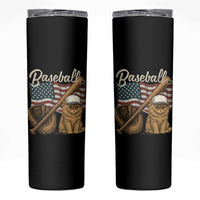 Funny Baseball Cat Lover Skinny Tumbler Patriotic USA Sports Lover