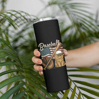 Funny Baseball Cat Lover Skinny Tumbler Patriotic USA Sports Lover
